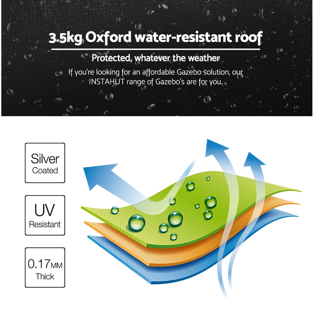 Gazebo Pop Up Marquee 3x3m Outdoor-Black