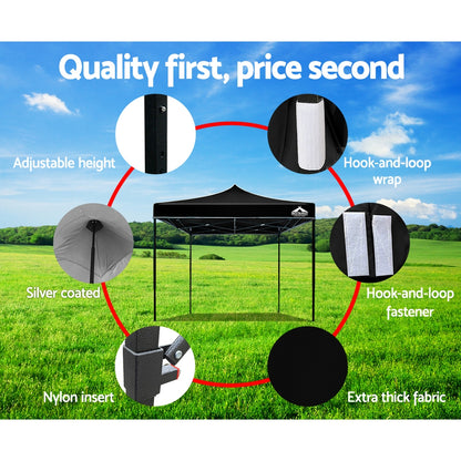 Gazebo Pop Up Marquee 3x3m Outdoor-Black