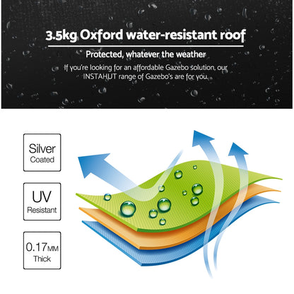 Instahut Gazebo Pop Up Marquee 3x3m Folding-Black