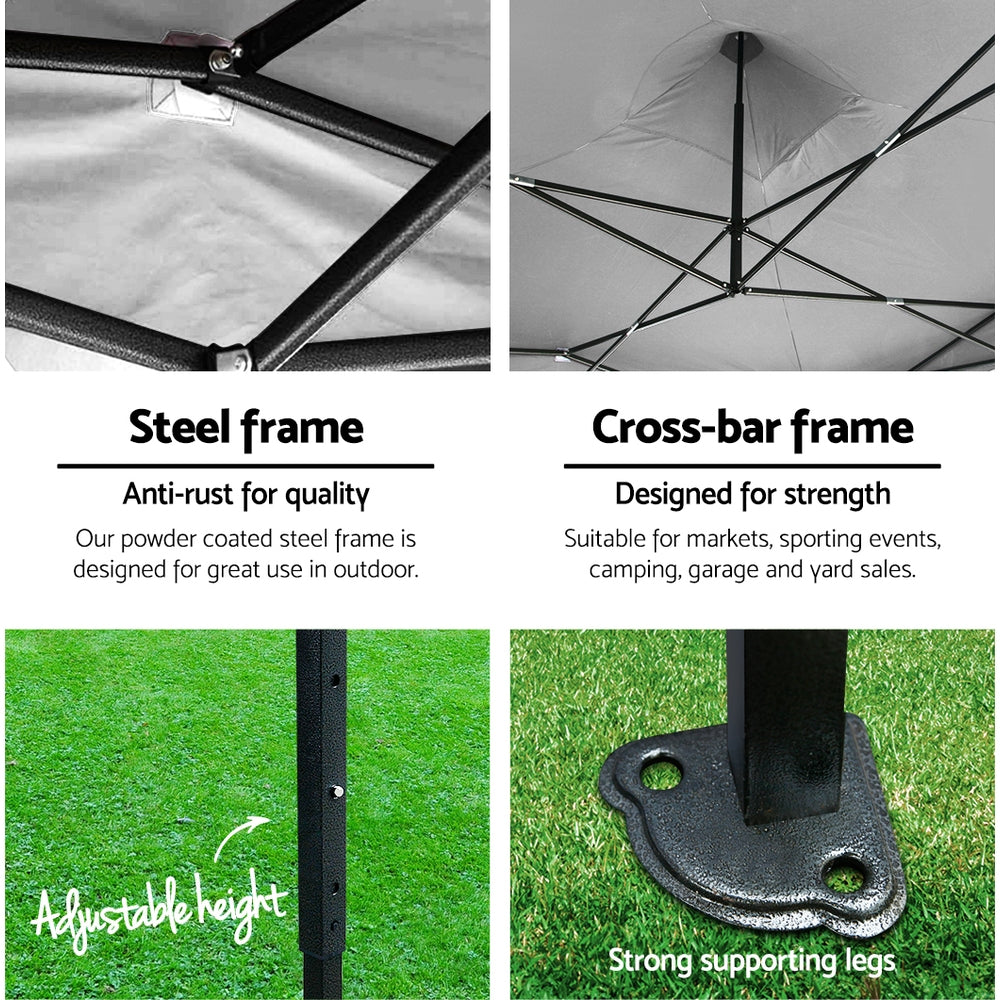 Instahut Gazebo Pop Up Marquee 3x3m Outdoor-White