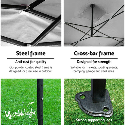 Instahut Gazebo Pop Up Marquee 3x3m Outdoor-White