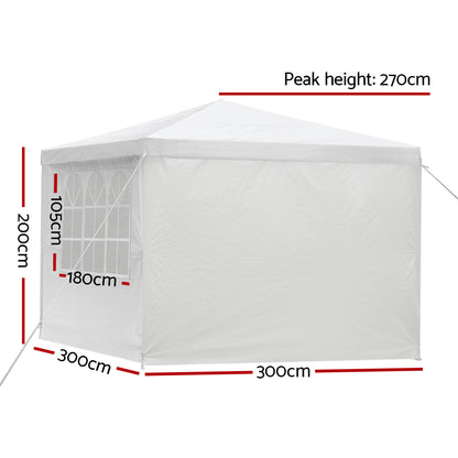 Gazebo 3x3 Outdoor 4 Wall Panels-White
