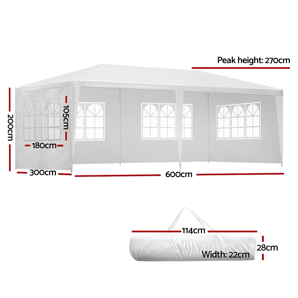 Instahut Gazebo 3x6m Marquee-4 Panel White