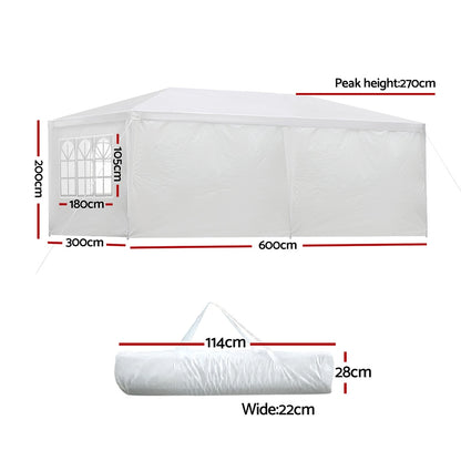 Instahut Gazebo Outdoor Marquee-White 3x6m