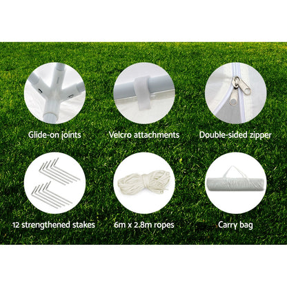 Instahut Gazebo Outdoor Marquee-White 3x6m