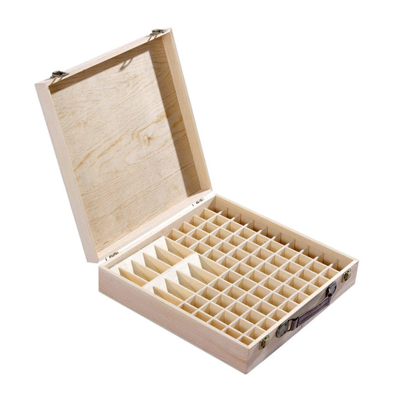 Essential Oil Storage Box Wooden 85 Slots Aromatherapy Container Organiser Case