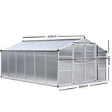 Greenfingers Greenhouse Aluminium Green House Garden Shed Greenhouses 3.7mx2.5m