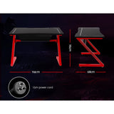 Artiss Gaming Desk Study Computer Desktop Carbon Fiber Style LED RGB Racer Table