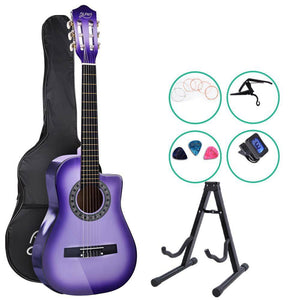 34" Inch Guitar Classical Acoustic  Ideal Kids Gift Children 1/2 Size Purple with Capo Tuner