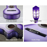 34" Inch Guitar Classical Acoustic  Ideal Kids Gift Children 1/2 Size Purple with Capo Tuner