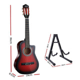 Alpha 34 Inch Classical Guitar Wooden Body Nylon String w/ Stand Beignner Red