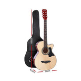 38 Inch Wooden Acoustic Guitar with Accessories set Natural Wood