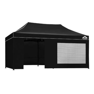 Gazebo 3x6 m Folding Shade Black

Experience shelter and protection outdoors with INSTAHUT's Pop-up Gazebo. Ideal for your garden, outdoor events, and vacations, this durable 6kg cover offers a wide 300cm by 600cm coverage and is made from UV and water-resistant PU coating Oxford fabric. Get peace of mind from the elements and stay cool and dry at your next BBQ, sports event, or market day. Shield yourself from rain and harmful UV radiation with ease.