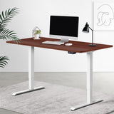Electric  Standing Computer Desk - White Frame with 140cm Walnut Top
