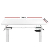 Artiss Sit Stand Computer Desk Motorised Electric Table Riser Office Dual Motor 120cm White