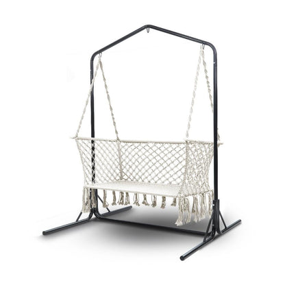 Hammock Chair with Stand Macrame-Gardeon Double Swing