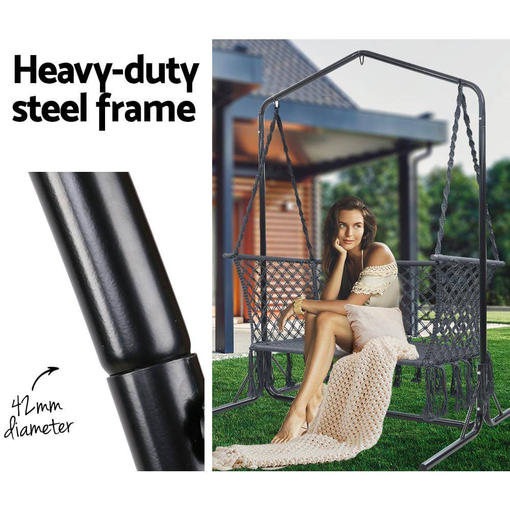 Hammock Chair with Stand Macrame-Gardeon Double Swing