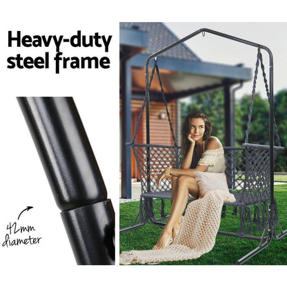 Hammock Chair with Stand Macrame-Gardeon Double Swing