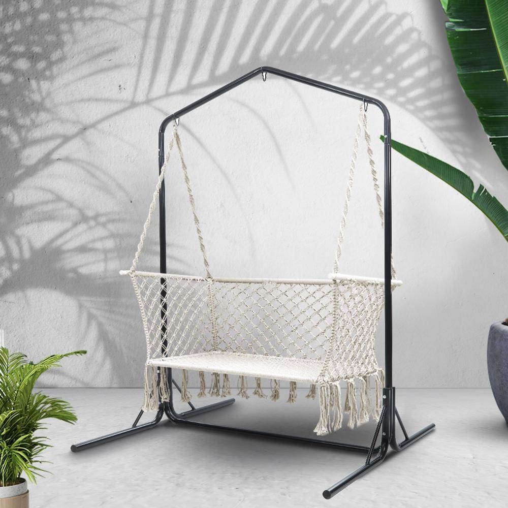 Hammock Chair with Stand Macrame-Gardeon Double Swing