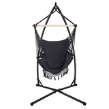 Gardeon Outdoor Hammock Chair with Steel Stand Tassel Hanging Rope Hammock Grey