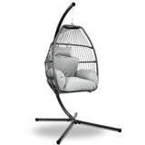 Hammock Hanging Swing Chair Gardeon Outdoor Furniture Egg  Stand Pod Wicker Grey