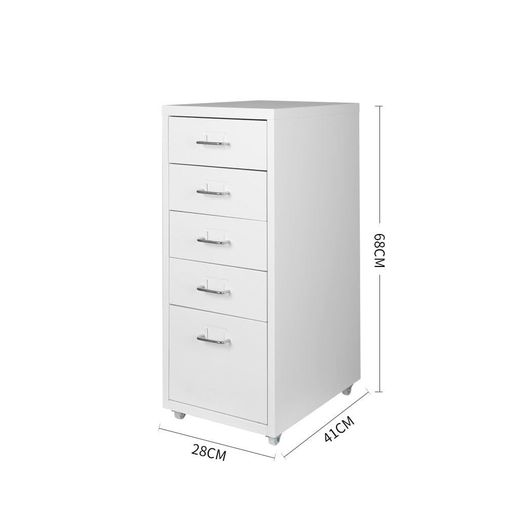 5 Drawers Portable Cabinet Rack Storage Steel Stackable Organiser Stand White
