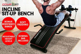 Incline Ab Sit Up Bench With Resistance Bands & Row Bar  Powertrain Load Rating 100kg