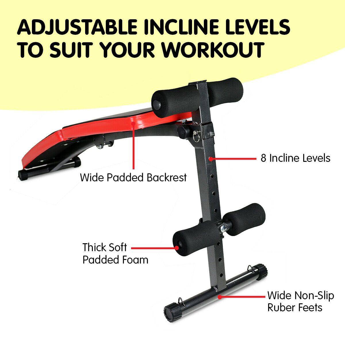 Incline Ab Sit Up Bench with Resistance bands Powertrain