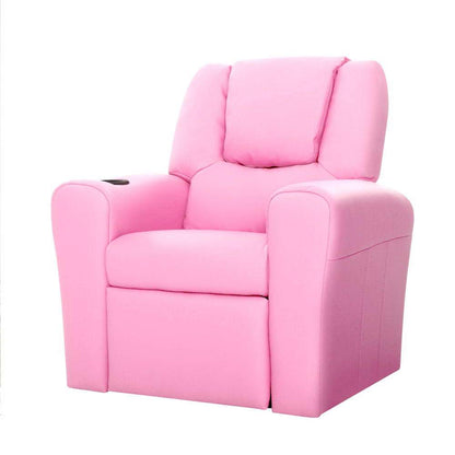 Luxury Kids Recliner Sofa Children Lounge Chair Couch PU Armchair PINK