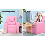 Luxury Kids Recliner Sofa Children Lounge Chair Couch PU Armchair PINK