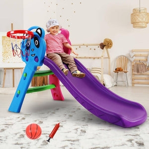 Kids Slide with Basketball Hoop Outdoor Indoor Playground Toddler Play