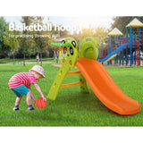 Kids Slide Basketball Hoop Activity Center Outdoor Toddler Play Set Orange