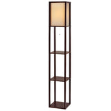 Floor Lamp Vintage Reading Light Stand Wood Shelf Storage Organizer Home..
