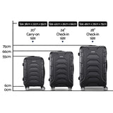 Wanderlite 3pc Luggage Travel Sets Suitcase Trolley TSA Lock Bonus w/Scale Black