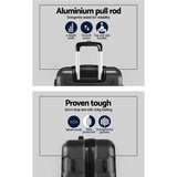 Wanderlite 3pc Luggage Travel Sets Suitcase Trolley TSA Lock Bonus w/Scale Black