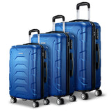 Wanderlite 3pc Luggage Travel Sets Suitcase Trolley TSA Lock w/Scale Blue