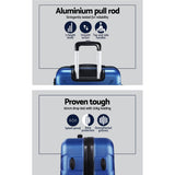 Wanderlite 3pc Luggage Travel Sets Suitcase Trolley TSA Lock w/Scale Blue