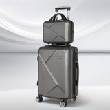 Wanderlite 2pc Luggage 12" 20" Trolley Travel Suitcase Storage Carry On TSA Lock Dark Grey