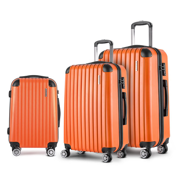 Wanderlite 3pc Luggage Sets Trolley Travel Suitcases TSA Hard Case Scale Orange