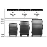 Wanderlite 3pc Luggage Trolley Set Suitcase Travel TSA Hard Case w/Scale Black