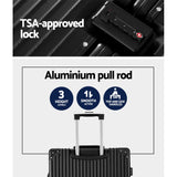 Wanderlite 28" Luggage Trolley Travel Suitcase Set TSA Hard Case Lightweight Aluminum Black