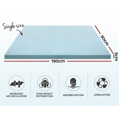Giselle Bedding Cool Gel Memory Foam Mattress Topper w/Bamboo Cover 5cm - Single
