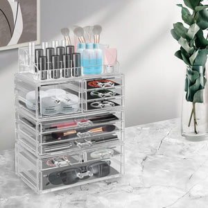 Cosmetic 10 Drawer Makeup Organizer Storage Jewellery Holder Box Acrylic Display