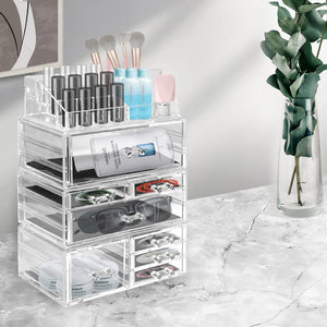 Cosmetic 8 Drawer Makeup Organizer Storage Jewellery Holder Box Acrylic Display