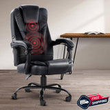Electric Massage Office Chairs PU Leather Recliner Computer Gaming Seat Black