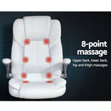 PU Leather 8 Point Massage Office Chair - White