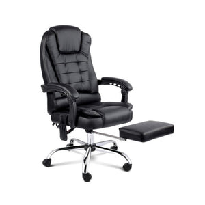 Office Chair 8 Point Massage Heated Reclining Gaming Chairs Black