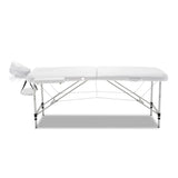 Zenses 75cm Wide Portable Aluminium Massage Table Two Fold Treatment Beauty Therapy White