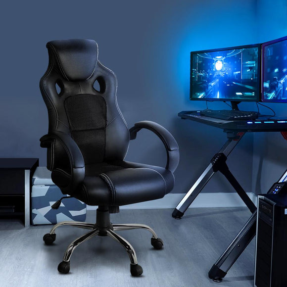 Artiss Gaming Chair Leather Office Computer Chairs Black