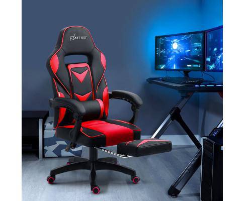 Artiss Office Chair Computer Desk Gaming Chair Recliner Black Red